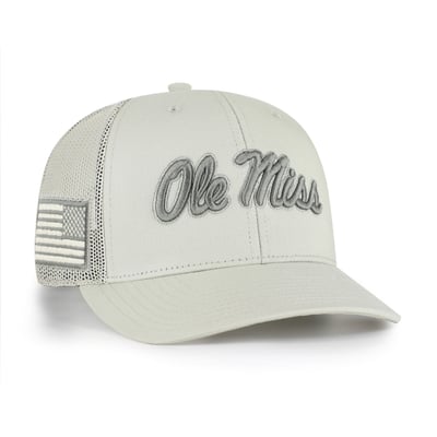 Ole Miss Rebels '47 Operation Hat Trick Adjustable Trucker Hat - Stone