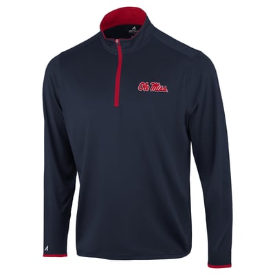  Ole Miss Rebels Antigua Brink Color Pop Quarter-Zip Pullover - Navy
