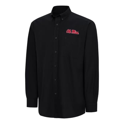  Ole Miss Rebels Ariat Wrinkle Free Classic Button-Down Shirt - Black