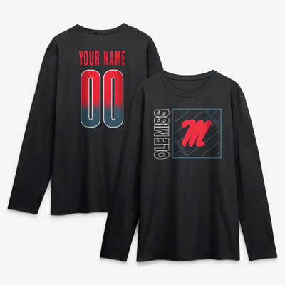 Ole Miss Rebels  Home Field Pop Personalized Any Name & Number Long Sleeve T-Shirt - Black
