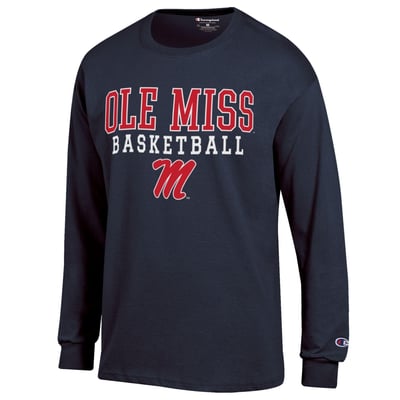 Ole Miss Rebels Champion Basketball Stack Long Sleeve T-Shirt - Navy