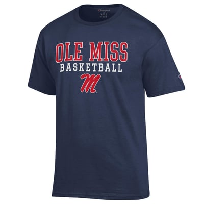 Ole Miss Rebels Champion Basketball Stack T-Shirt - Navy