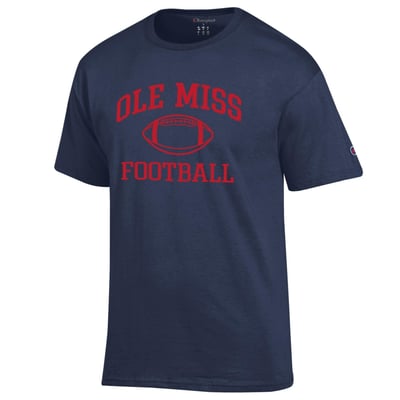 Ole Miss Rebels Champion Football Icon T-Shirt - Navy