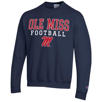 Ole Miss Rebels Champion Football Stack Sweatshirt - Navy