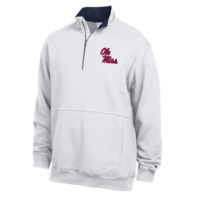  Ole Miss Rebels Champion Fleece Quarter-Zip Pullover - White