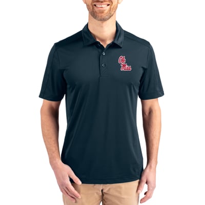 Ole Miss Rebels Cutter & Buck Prospect Eco Textured Stretch Recycled Polo - Navy