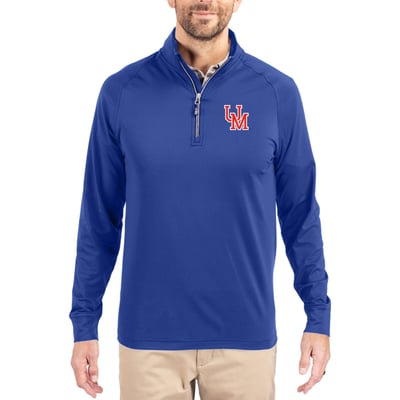 Ole Miss Rebels Cutter & Buck Adapt Eco Knit Stretch Recycled Quarter-Zip Pullover Top - Royal