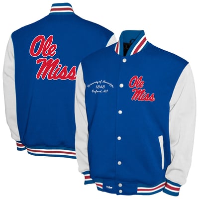 Ole Miss Rebels Franchise Club Fleece Varsity Full-Snap Jacket - Blue