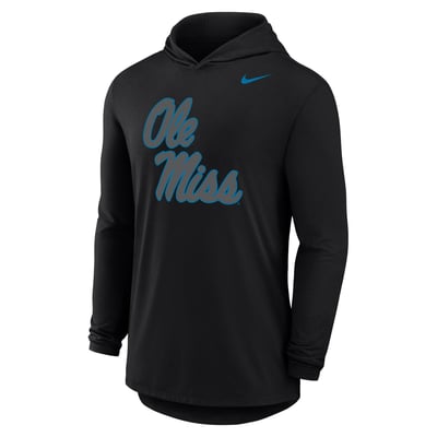  Ole Miss Rebels Nike Tri-Blend Dri-FIT Long Sleeve Hooded T-Shirt - Black