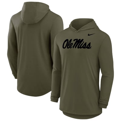 Ole Miss Rebels Nike Dri-FIT Military Long Sleeve Hooded T-Shirt - Olive