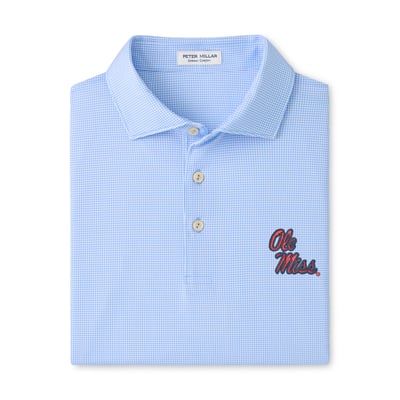  Ole Miss Rebels Peter Millar Border Performance Jersey Polo - Light Blue