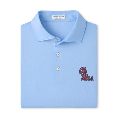  Ole Miss Rebels Peter Millar Hugo Performance Jersey Polo - Light Blue
