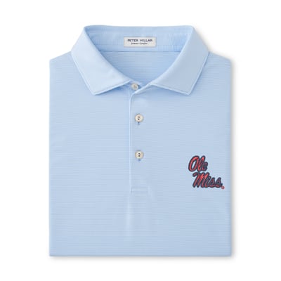  Ole Miss Rebels Peter Millar Jubilee Performance Jersey Polo - Light Blue