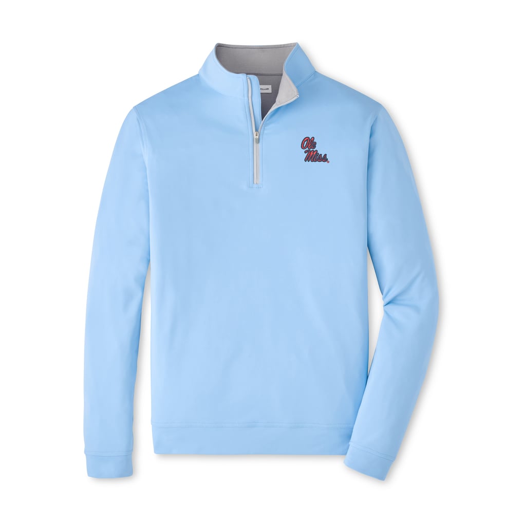  Ole Miss Rebels Peter Millar Perth Performance Quarter-Zip Pullover - Light Blue