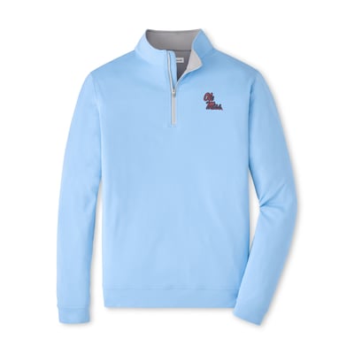  Ole Miss Rebels Peter Millar Perth Performance Quarter-Zip Pullover - Light Blue