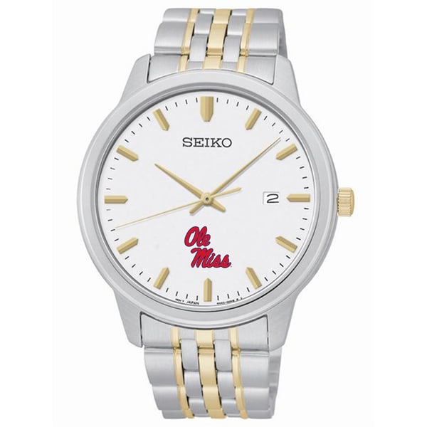 Ole Miss Rebels Seiko Prime Two-Tone Bracelet Watch - Silver  display picture 1