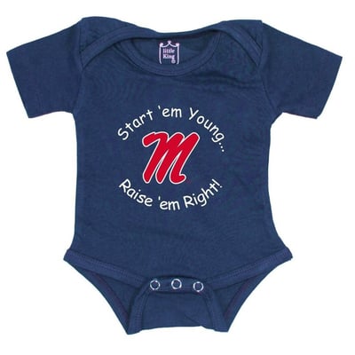 Ole Miss Rebels Little King Newborn & Infant Start 'Em Young Bodysuit - Navy