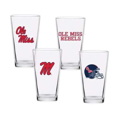 Ole Miss Rebels 16oz. Collector Pint Glass Four-Piece Set