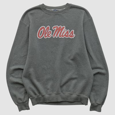 Ole Miss Rebels 2000s Pullover Sweatshirt - Dark Heather Gray - S by Fanatics Real Vintage