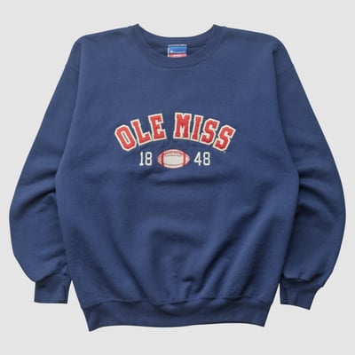 Ole Miss Rebels Champion 2000s Pullover Sweatshirt - Navy - XS by Fanatics Real Vintage