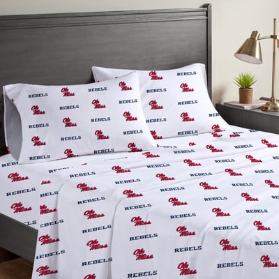 Ole Miss Rebels Pegasus Four-Piece Queen Sheet Set