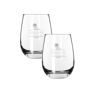 Ole Miss Rebels The Memory Company Two-Piece 15oz. Classic Crew Stemless Wine Glass Set