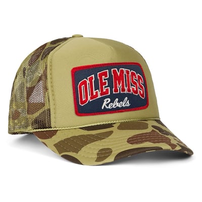 Ole Miss Rebels Aviator Nation Unisex Vintage Low Rise Adjustable Trucker Hat - Camo