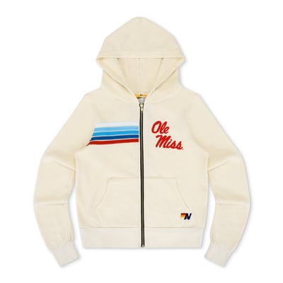 Ole Miss Rebels Aviator Nation Unisex Tri-Blend Full-Zip Hoodie - Cream