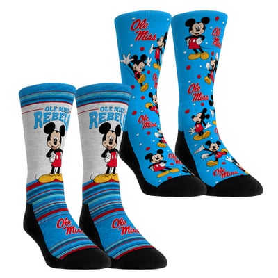  Ole Miss Rebels Rock Em Unisex Mickey Mouse Two-Pack Crew Socks Set - Red