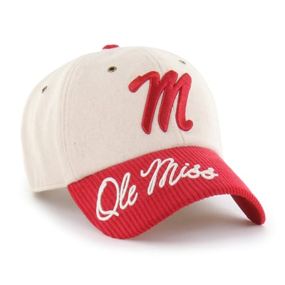 Ole Miss Rebels '47 Women's Rope Script Clean Up Adjustable Hat - Cream/Red