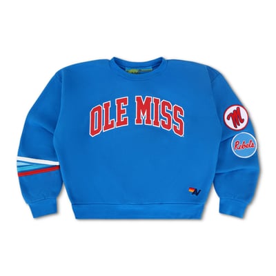 Ole Miss Rebels Aviator Nation Women's Relaxed Tri-Blend Sweatshirt - Blue