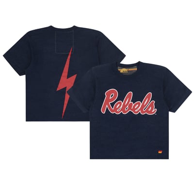 Ole Miss Rebels Aviator Nation Women's Cropped Boyfriend Tri-Blend T-Shirt - Navy
