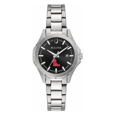 Ole Miss Rebels Bulova Women's Stainless Steel Sport Classic Watch - Black