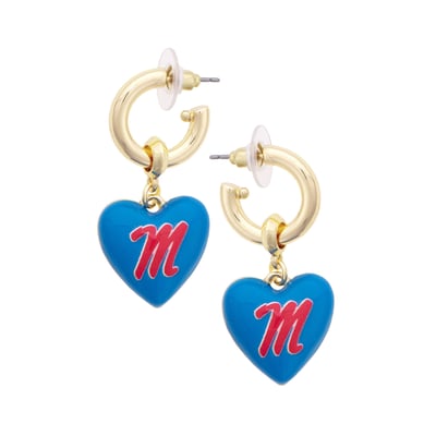 Ole Miss Rebels CANVAS Style Women's 18k Gold-Plated Heart Earrings