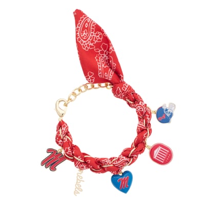 Ole Miss Rebels CANVAS Style Women's Bandana Charm Bracelet