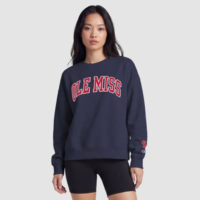  Ole Miss Rebels Champion Women's Fleece Crew Sweatshirt - Navy