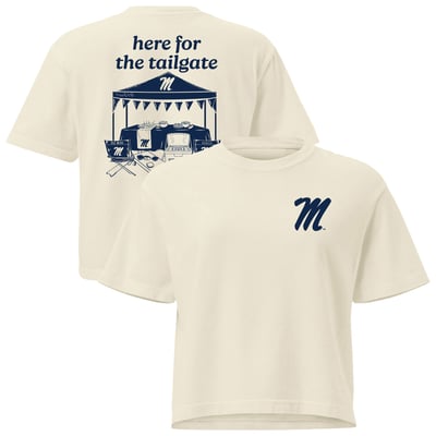 Ole Miss Rebels Comfort Colors Women's Here For The Tailgate Cropped T-Shirt - Cream
