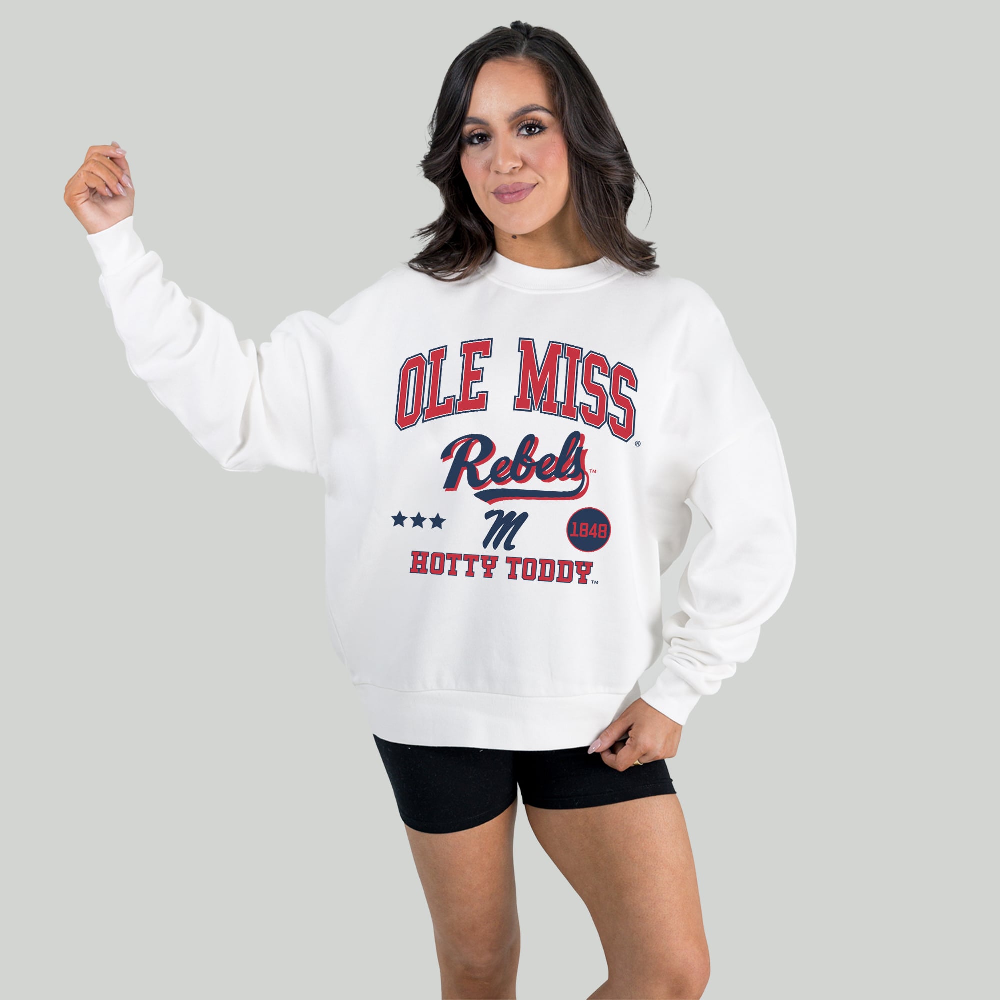 Women's Gameday Couture White Ole Miss Rebels All We've Got Premium Fleece Drop Shoulder Pullover Sweatshirt
