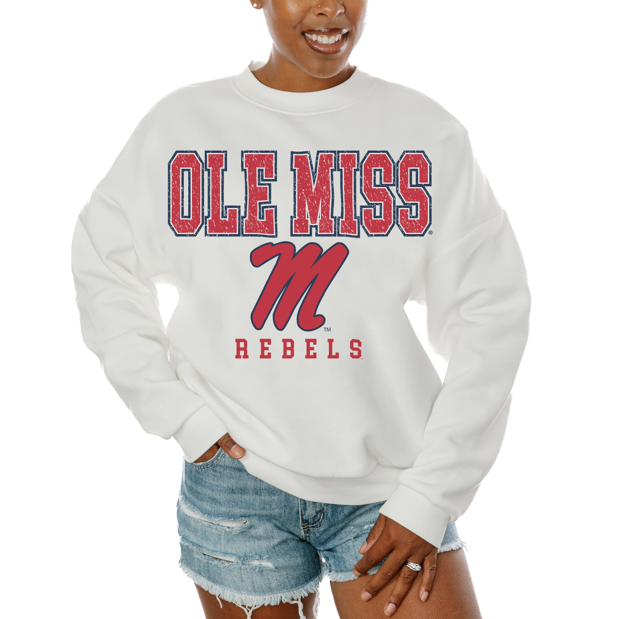 Ole Miss Rebels Gameday Couture Women's Freestyle Fleece Pullover Sweatshirt - White