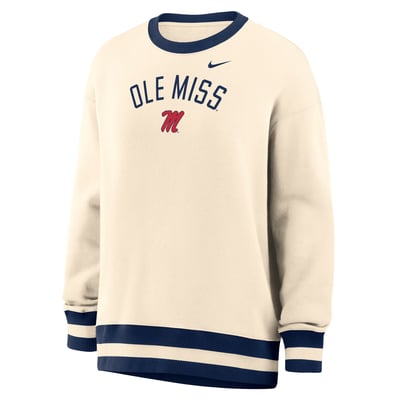 Ole Miss Rebels Nike Women's Oversized Phoenix Fleece Sweatshirt - Natural