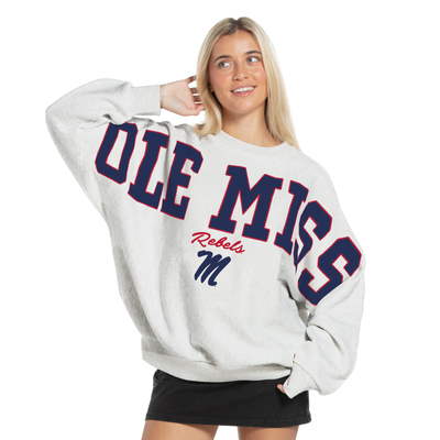 Ole Miss Rebels Pressbox Women's Flannigan Oversized Fleece Sweatshirt - Heather Gray