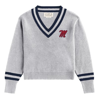  Ole Miss Rebels Uscape Apparel Women's Renew V-Neck Sweater - Ash