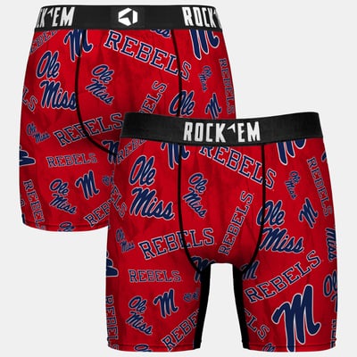  Ole Miss Rebels Rock Em Youth All Over Logo Boxer Briefs - Red