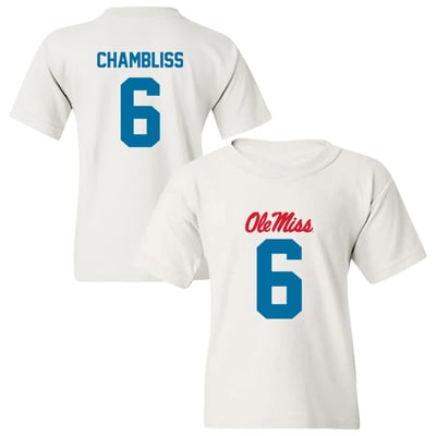 Trinidad Chambliss Ole Miss Rebels Youth NIL Name & Number Shirzee T-Shirt - White