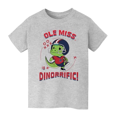 Ole Miss Rebels Vive La Fete Youth Dinorrific T-Shirt - Gray
