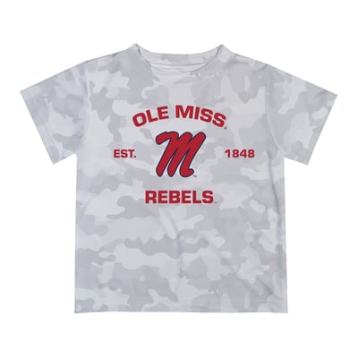  Ole Miss Rebels Vive La Fete Youth Est. Date Camo T-Shirt - Gray