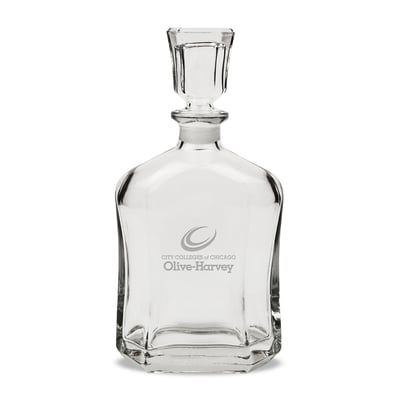 Olive-Harvey College Purple Panthers 23.75oz. Crystal Whisky Decanter