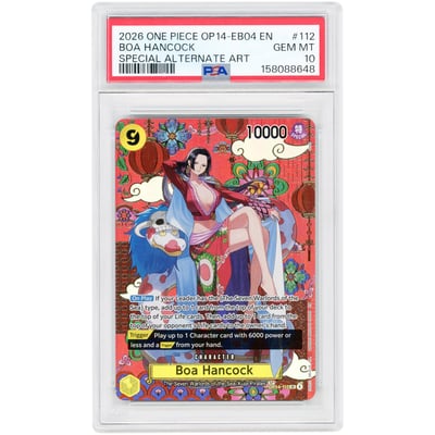 Boa Hancock 2026 One Piece The Azure Sea's Seven Special Alternate Art #OP14-112 PSA Authenticated 10 Card