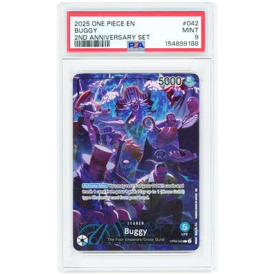Buggy 2025 One Piece English Version 2nd Anniversary Set Promo #OP09-042 PSA Authenticated 9 Card