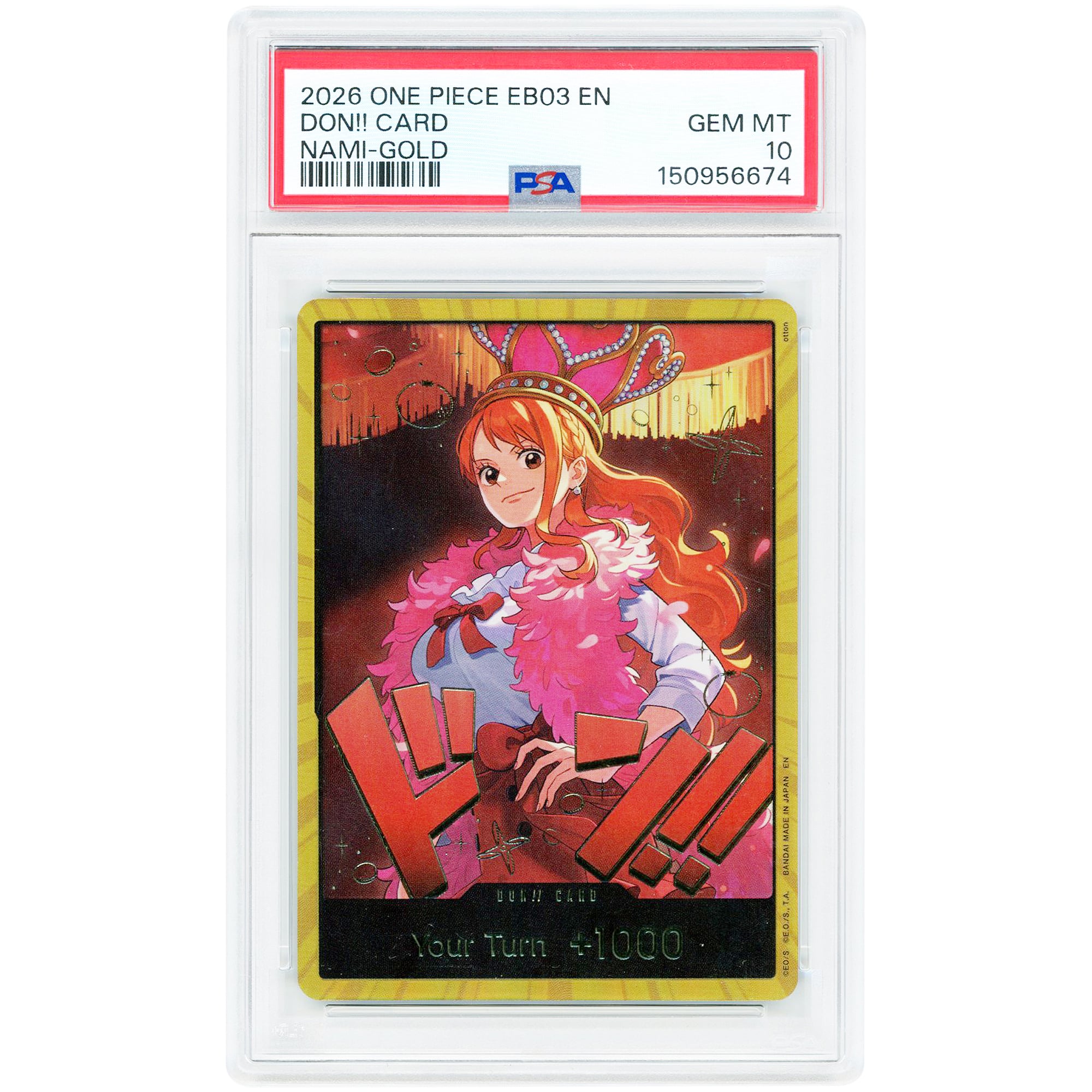 Don!! Card 2026 One Piece EB03 Nami - Gold #NNO PSA Authenticated 